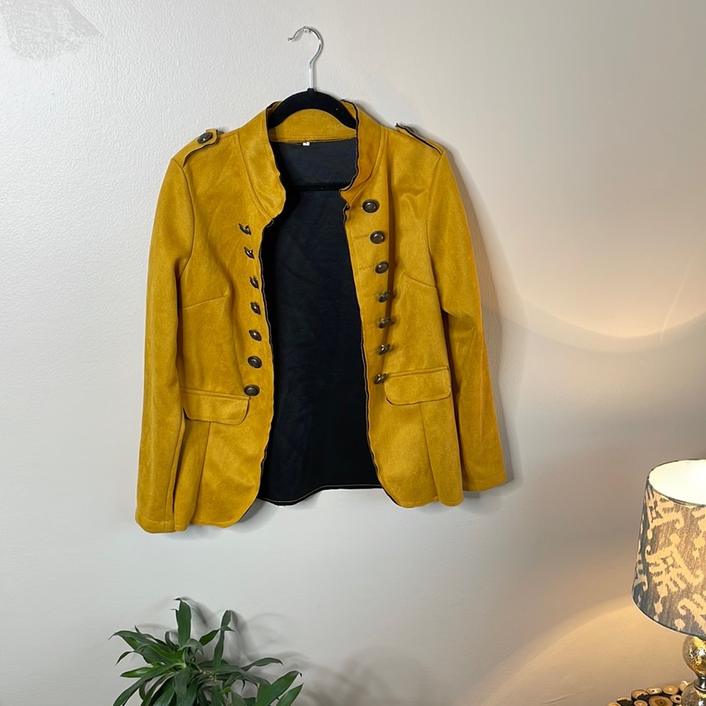 Stylish Suede Golden Yellow Blazer